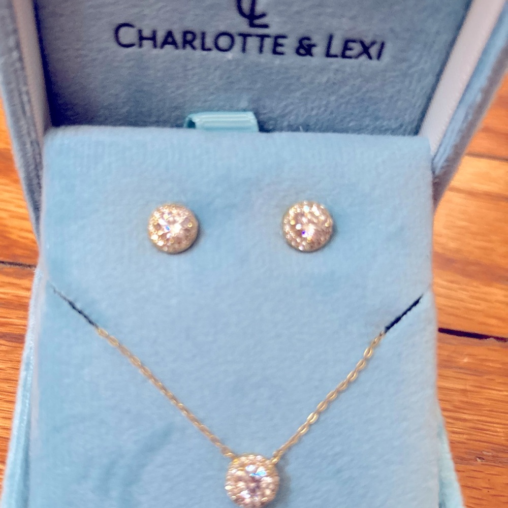 Charlotte & Lexi 14K Gold and Sterling Silver with CZ Jewelry Set, new